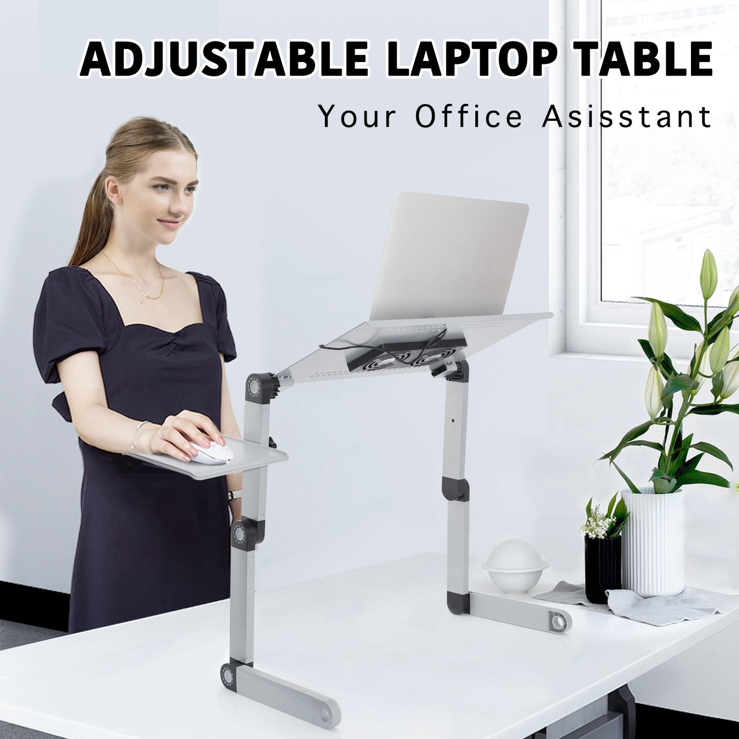 RAINBEAN Laptop Desk with 2 CPU Cooling USB Fans