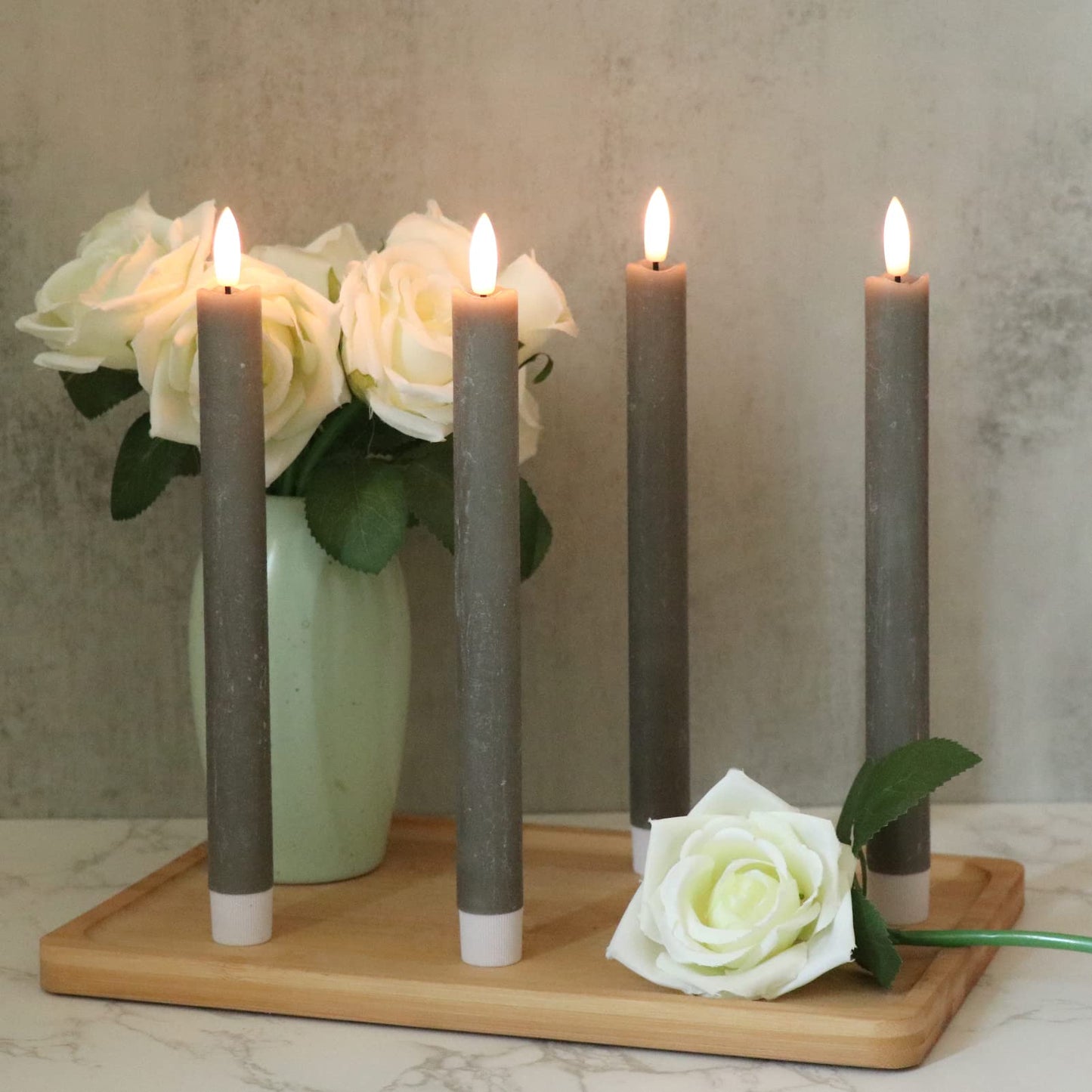 GenSwin Halloween Black Taper Flameless Candles with Ghost Hand Candlesticks