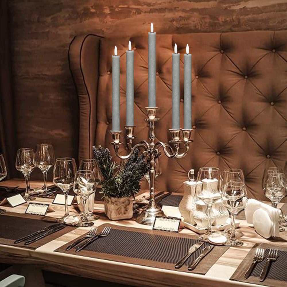GenSwin Halloween Black Taper Flameless Candles with Ghost Hand Candlesticks