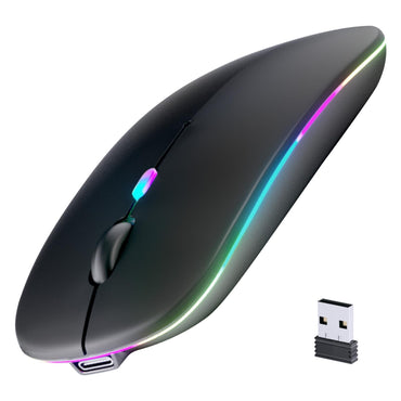 Wireless Bluetooth Mouse, Rechargeable, LED, Silent, Ultra-thin Design