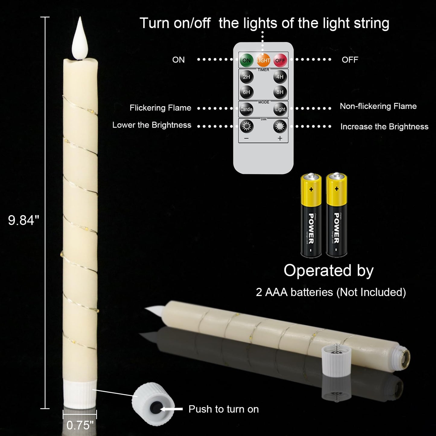 GenSwin Halloween Black Taper Flameless Candles with Ghost Hand Candlesticks