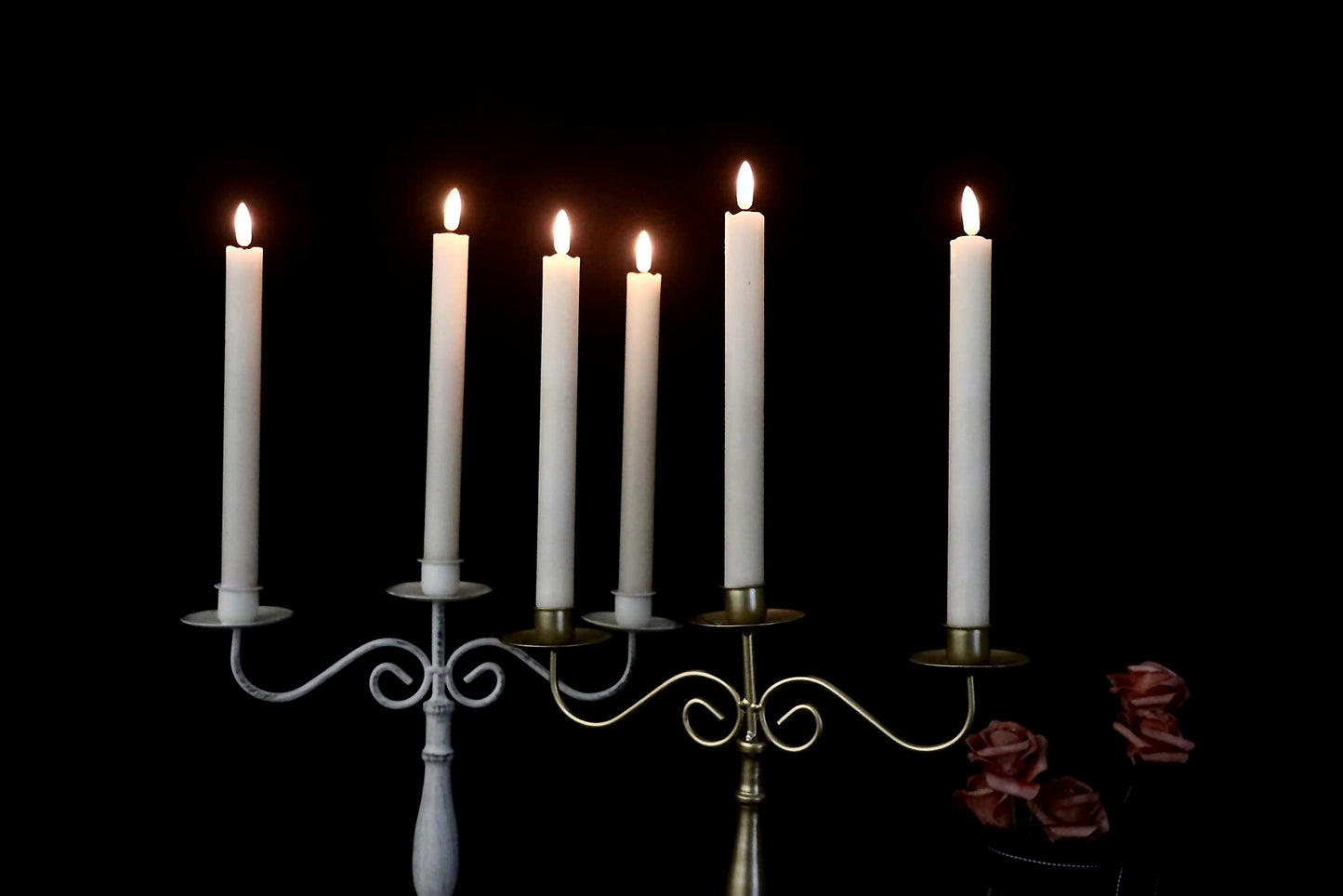 GenSwin Halloween Black Taper Flameless Candles with Ghost Hand Candlesticks