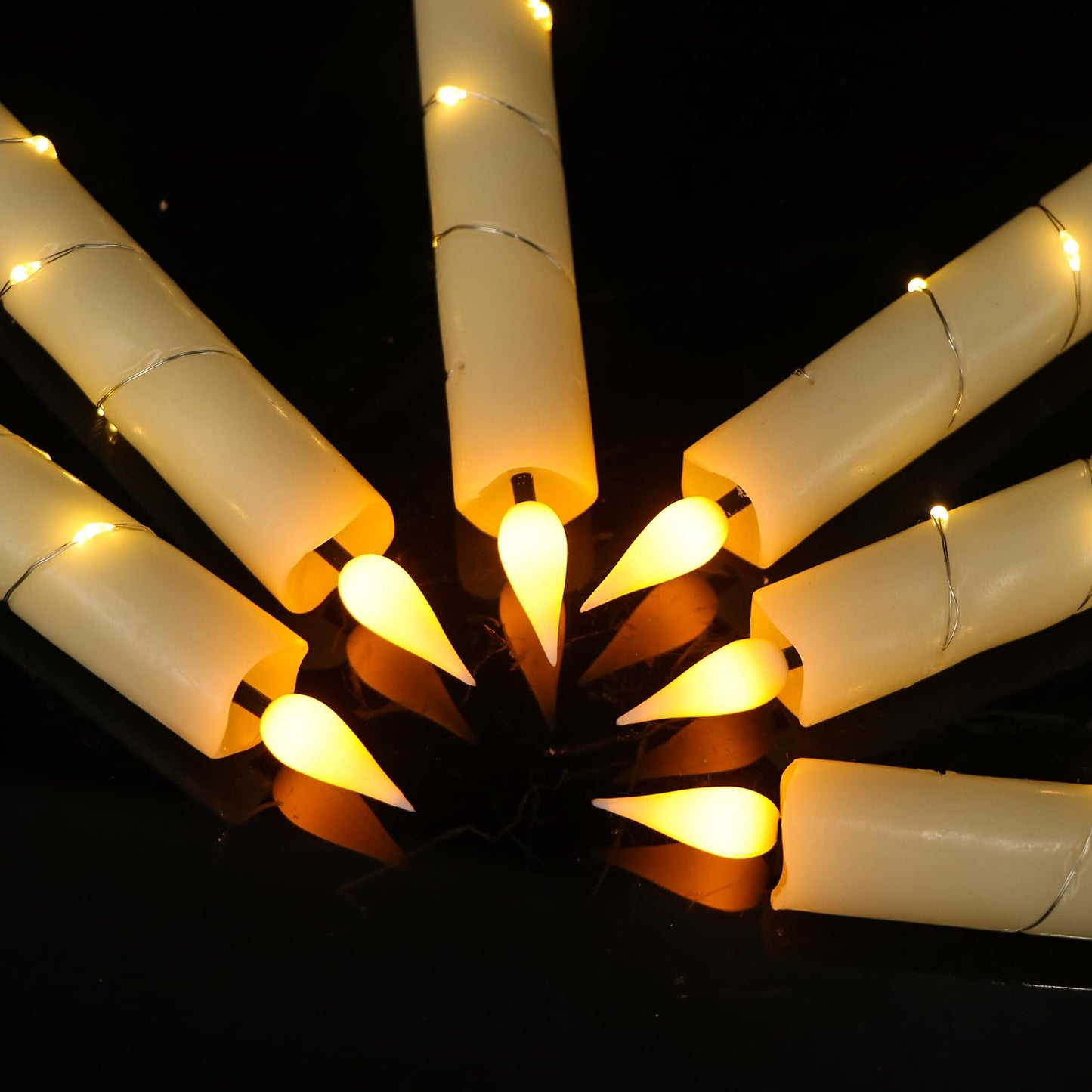 GenSwin Halloween Black Taper Flameless Candles with Ghost Hand Candlesticks