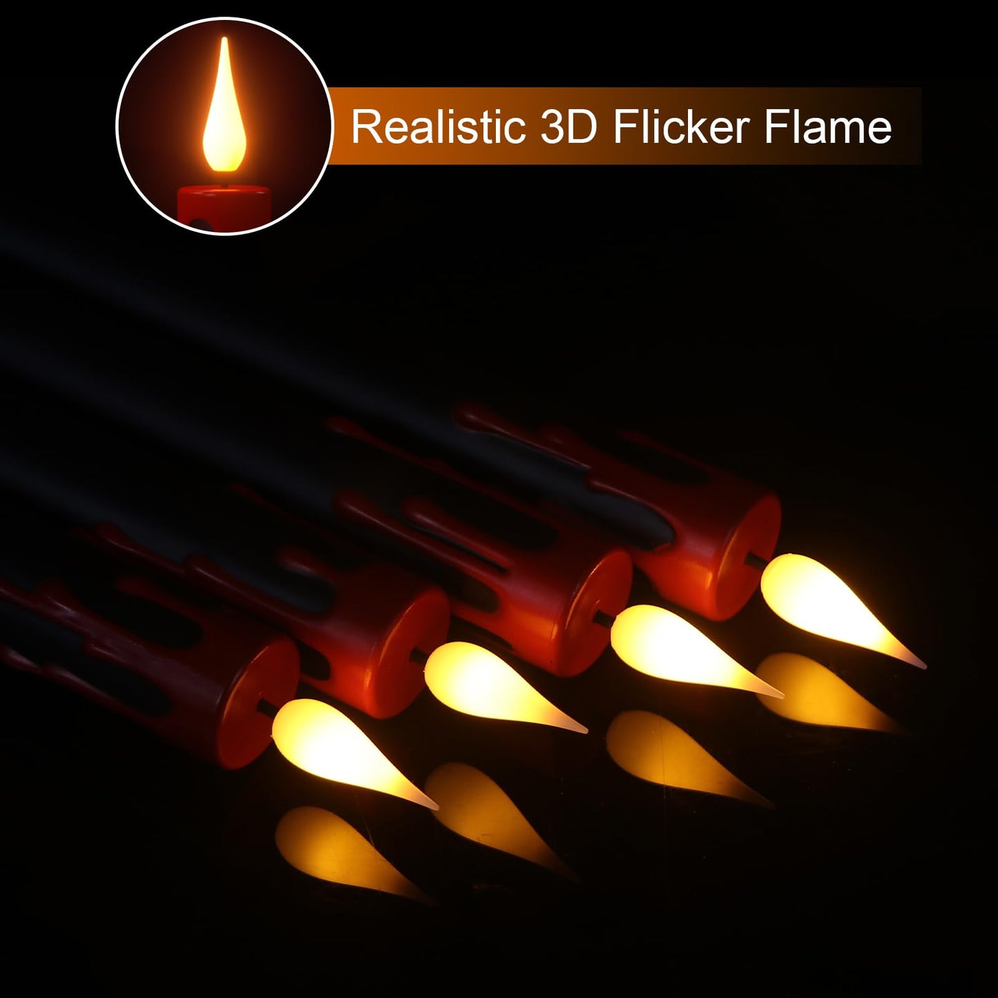 GenSwin Halloween Black Taper Flameless Candles with Ghost Hand Candlesticks
