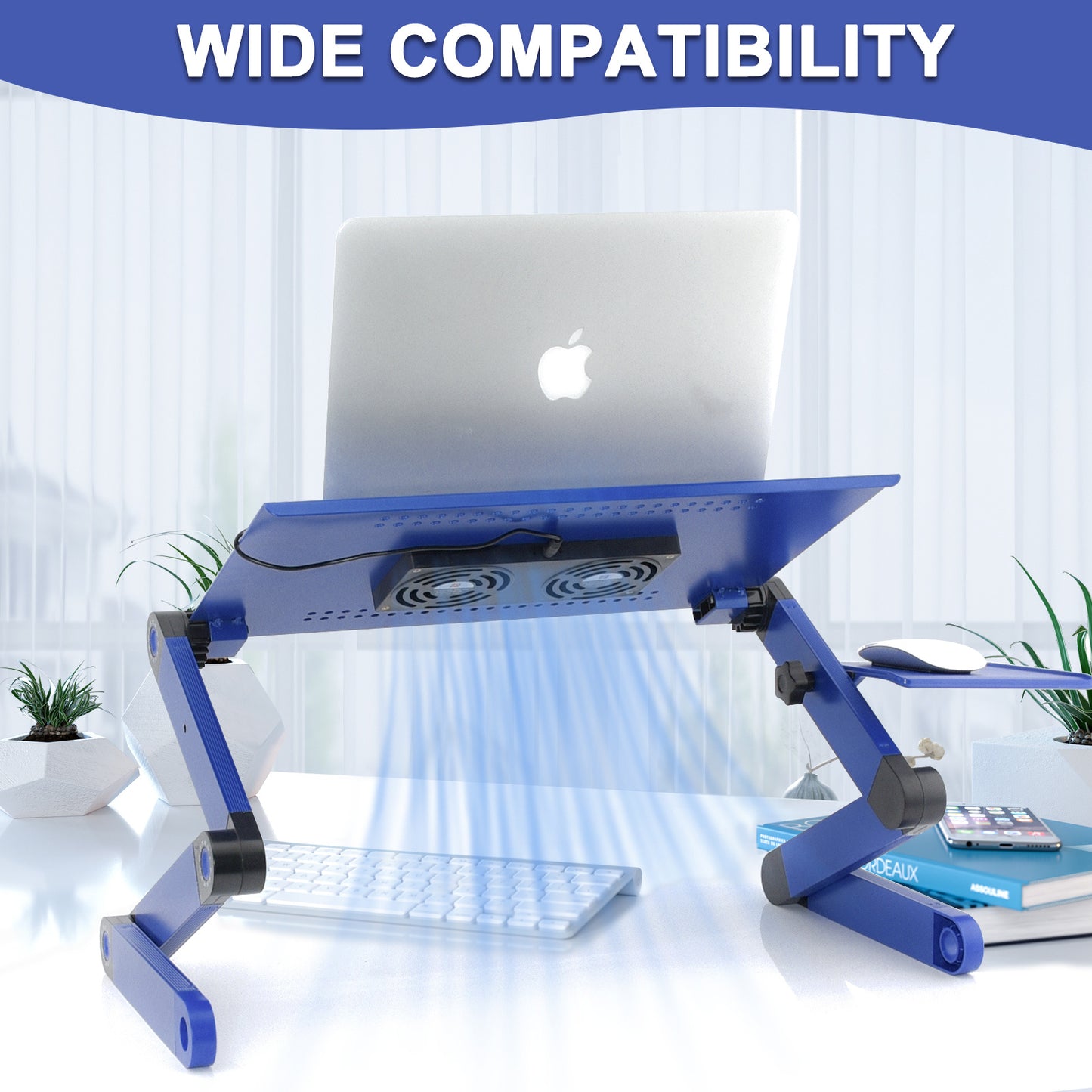 RAINBEAN Laptop Desk with 2 CPU Cooling USB Fans