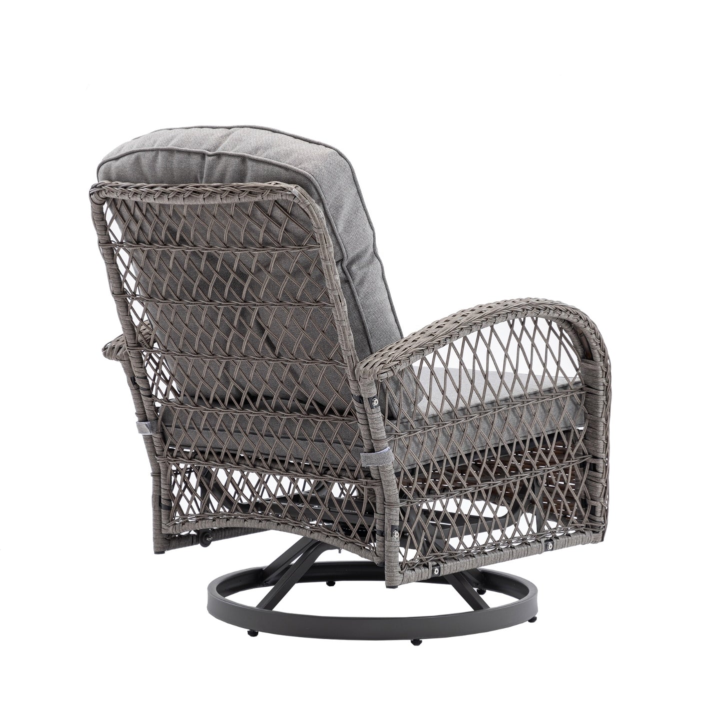 3pc Outdoor Swivel Rocker Patio Chairs with Thick Cushions