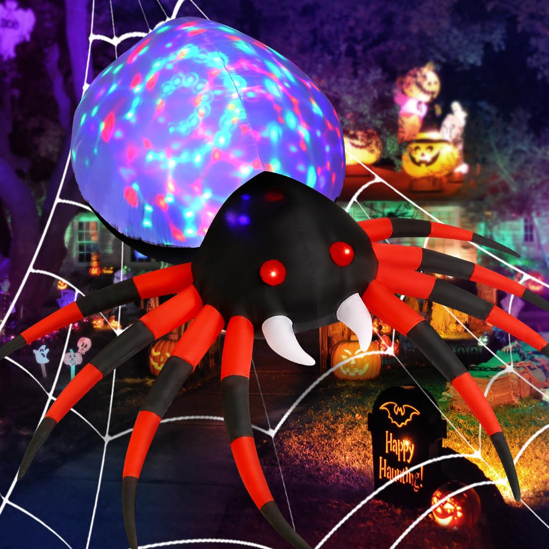 GOOSH 8 FT Width Halloween Inflatables Spider