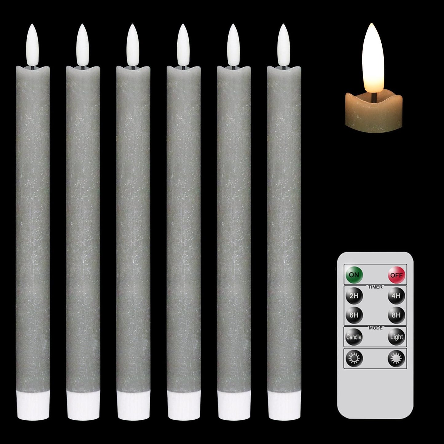 GenSwin Halloween Black Taper Flameless Candles with Ghost Hand Candlesticks