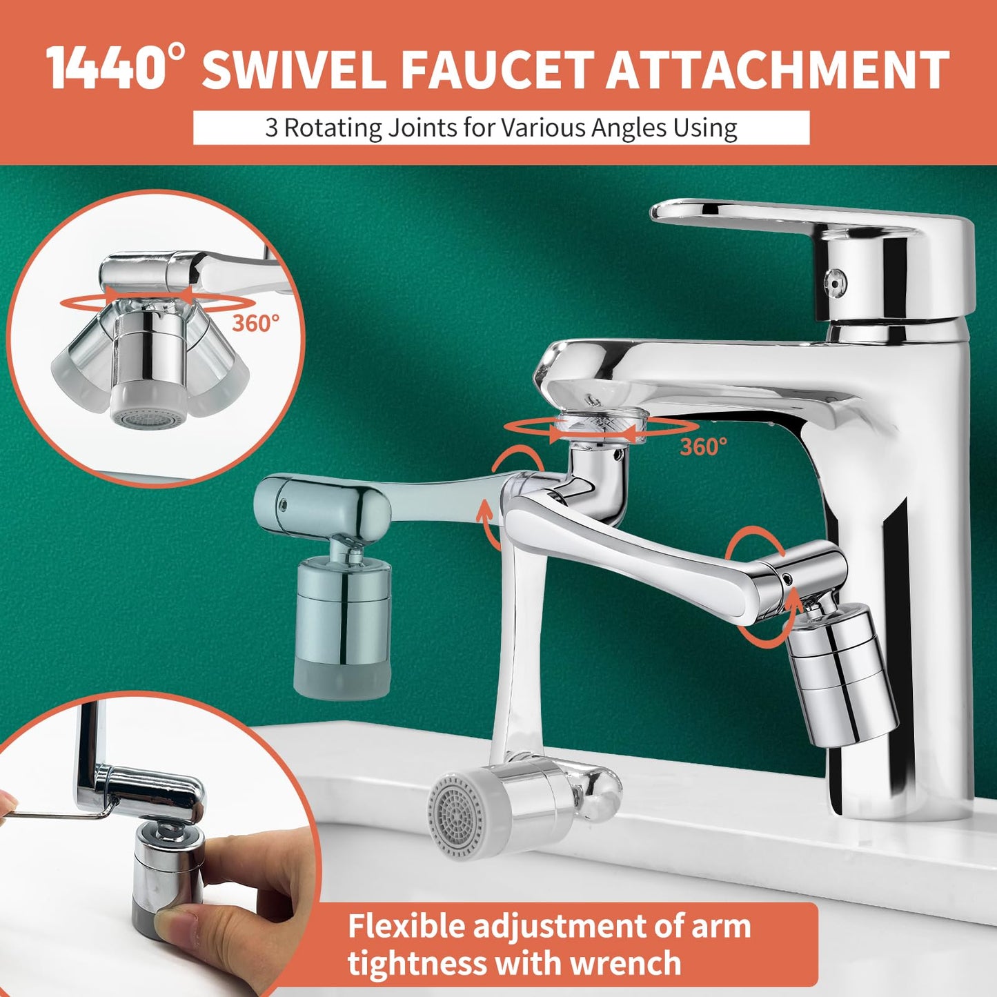 CECEFIN 1080° Swivel Faucet-Extender Sink-Aerator