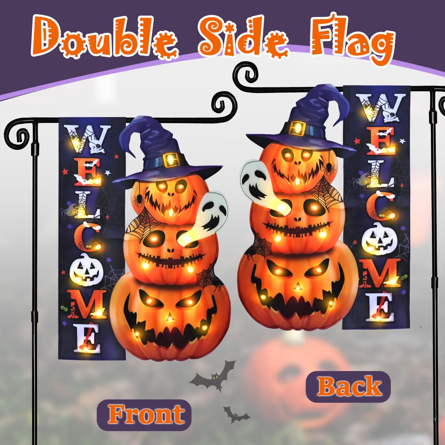Halloween Lighted Garden Flag for Outside