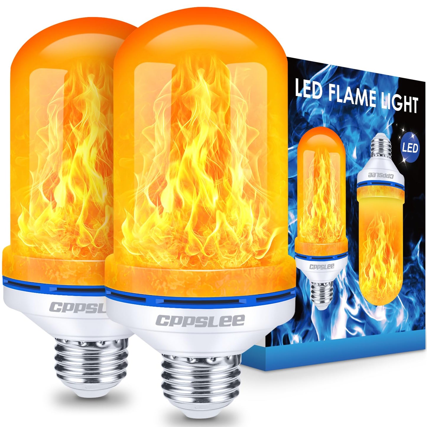 LED Flame Light Bulbs – 2 Pack, 4 Modes, E26 Base