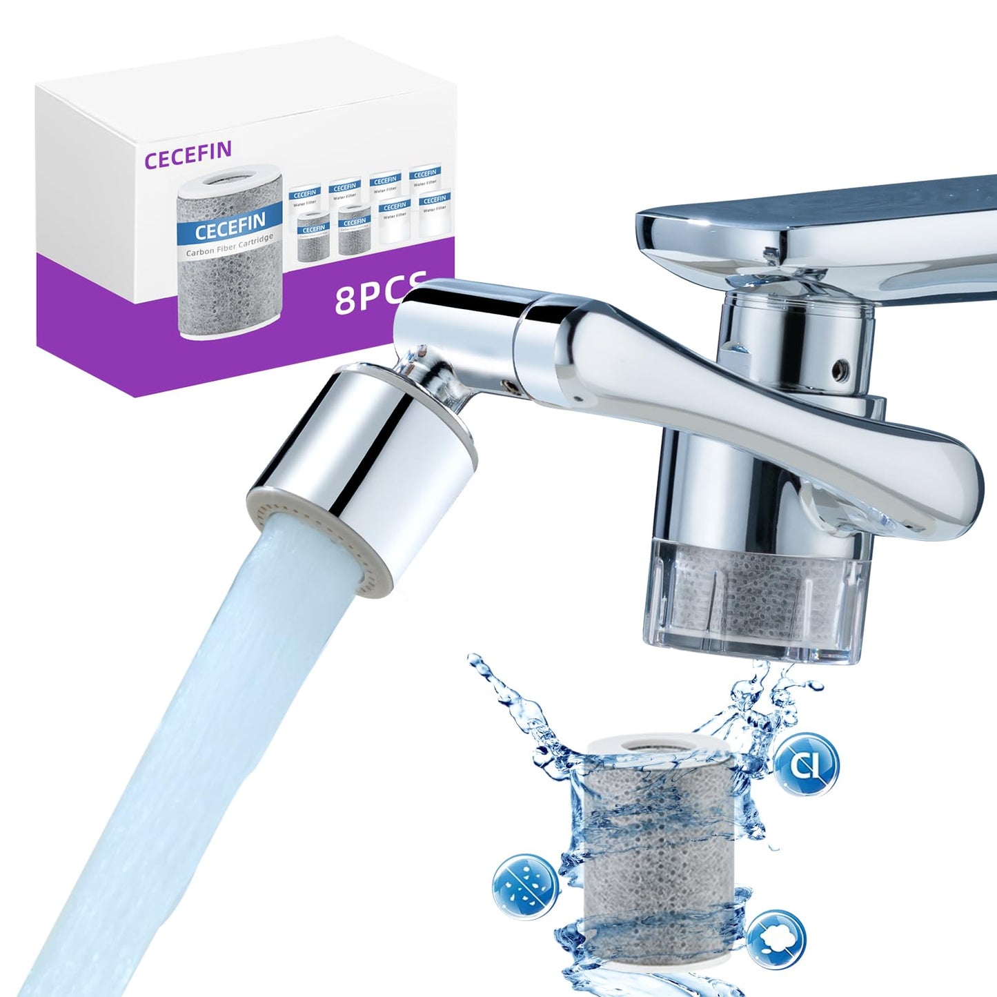 CECEFIN 1080° Swivel Faucet-Extender Sink-Aerator