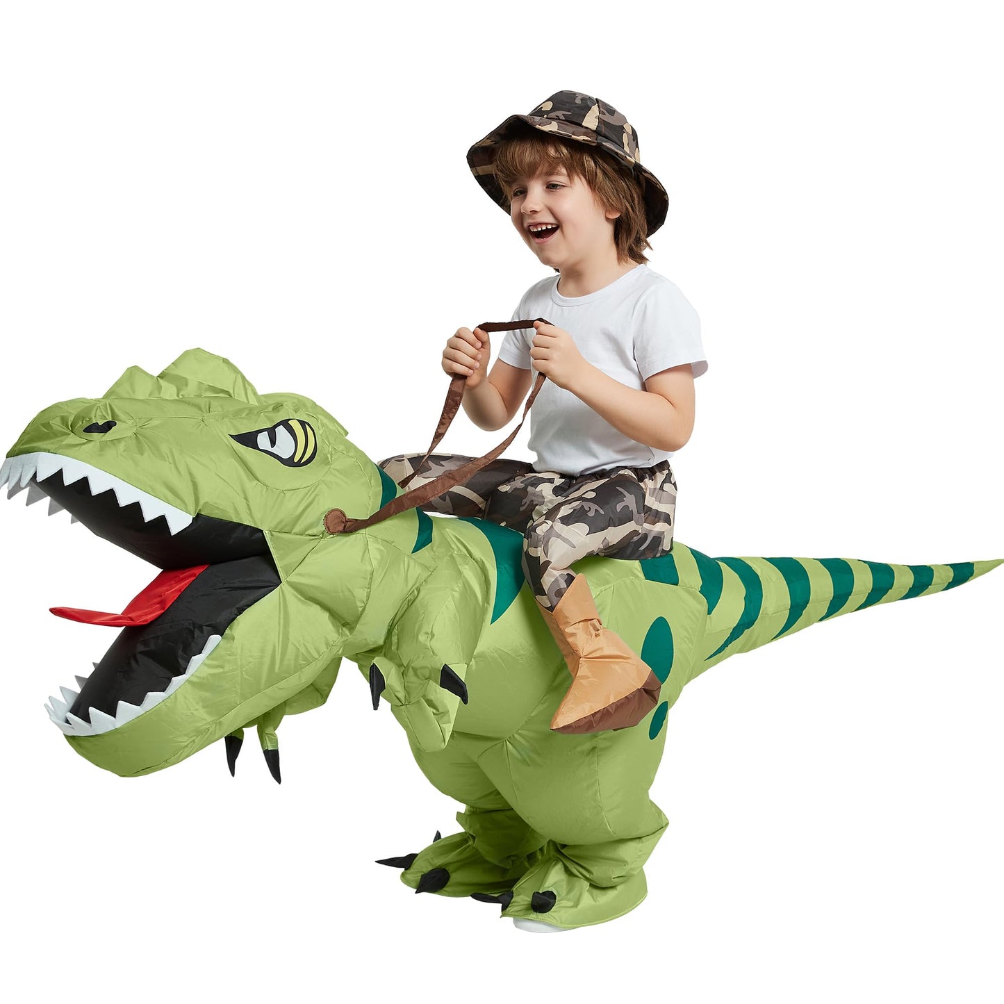 Dinosaur Costume Riding T Rex Air Blow up Funny Fancy Dress Party Halloween Costume for Kids
