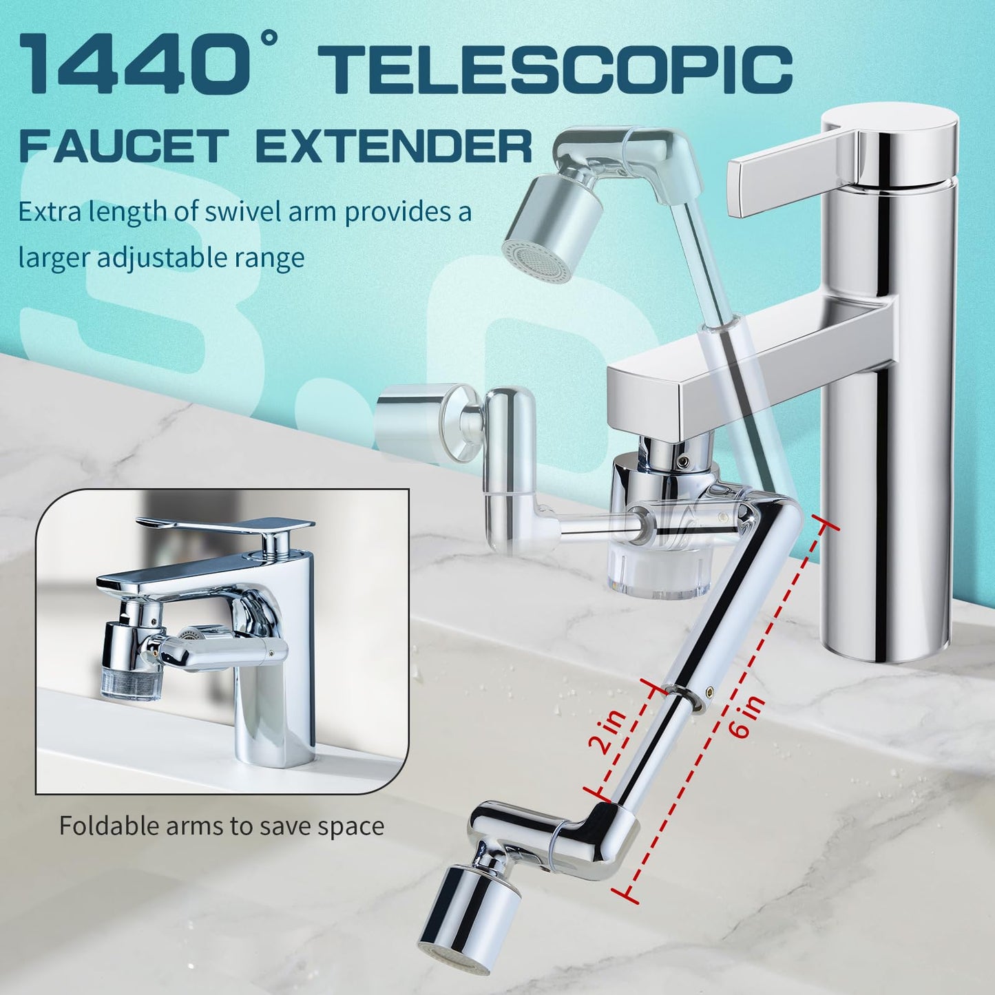 CECEFIN 1080° Swivel Faucet-Extender Sink-Aerator