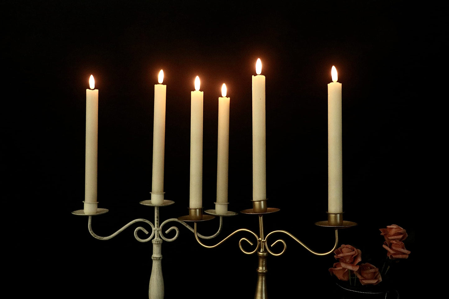 GenSwin Halloween Black Taper Flameless Candles with Ghost Hand Candlesticks