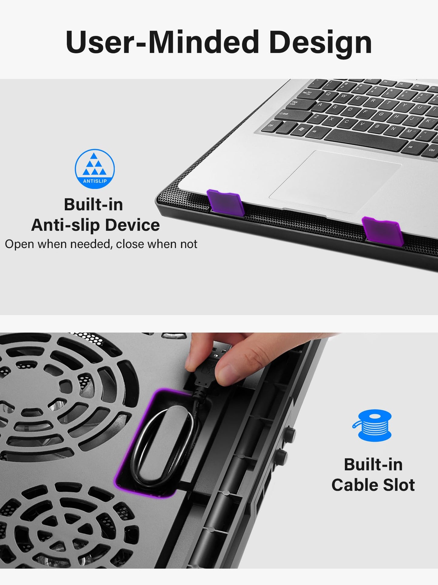 Kootek Laptop Cooling Pad, Laptop Cooler with 5 Quiet Fans for 12"-17"