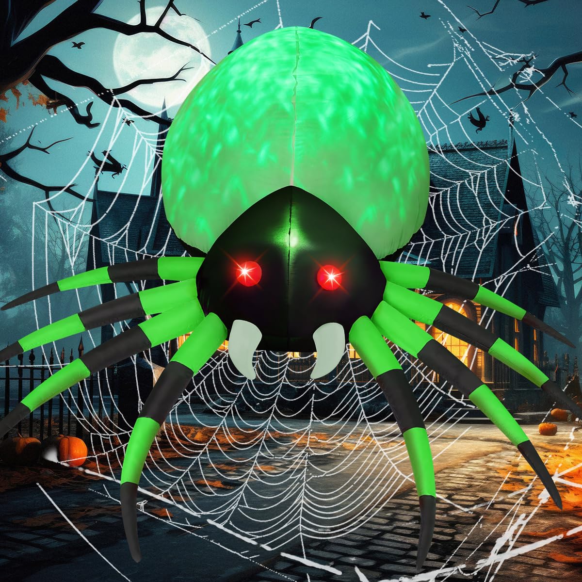 GOOSH 8 FT Width Halloween Inflatables Spider