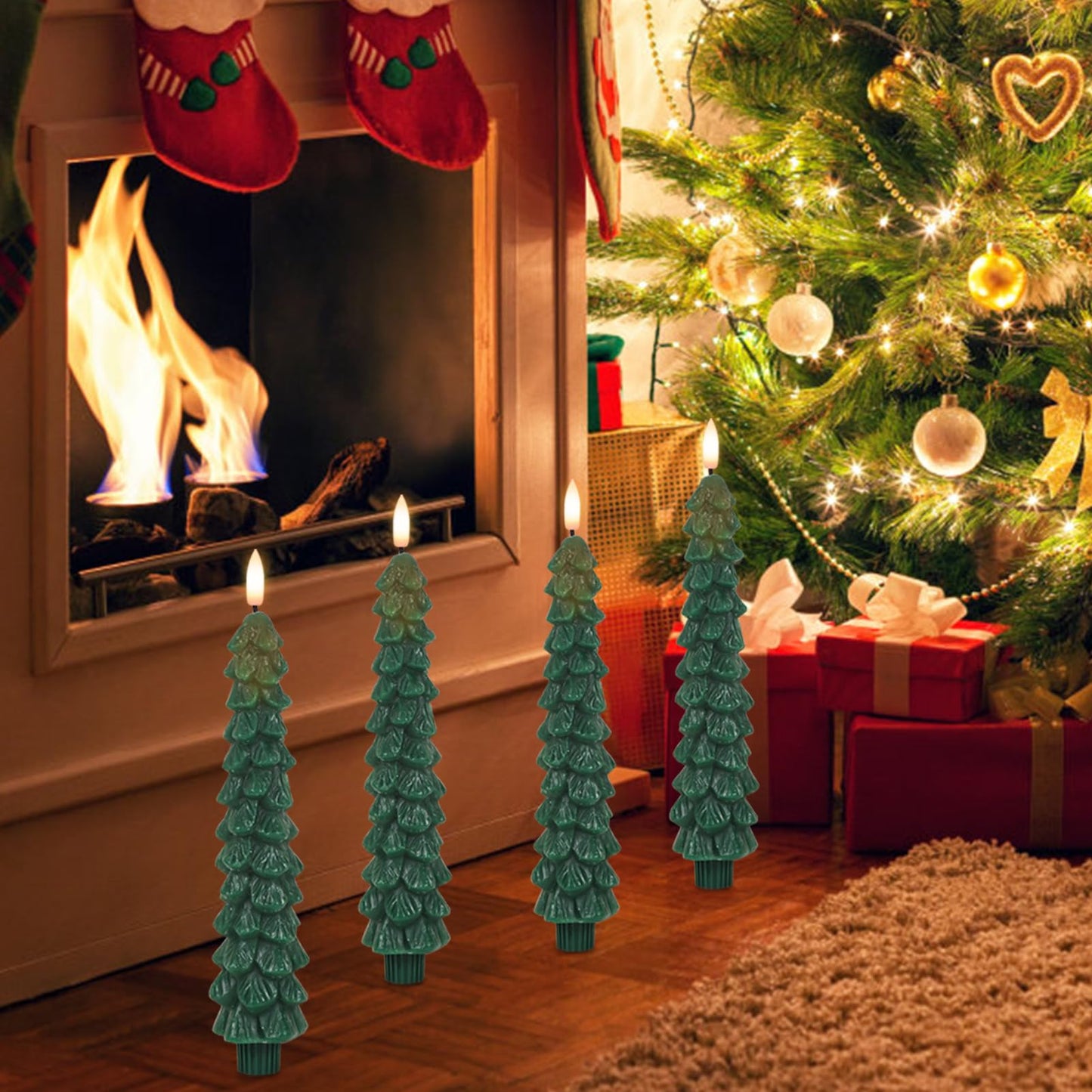 GenSwin Halloween Black Taper Flameless Candles with Ghost Hand Candlesticks