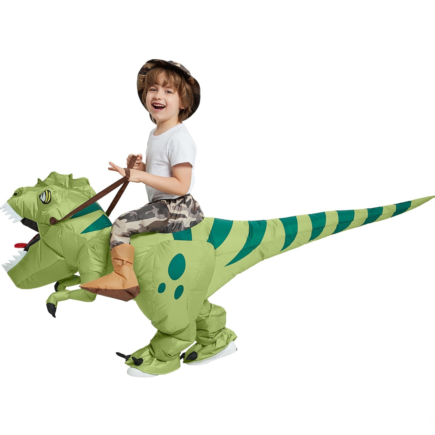 Dinosaur Costume Riding T Rex Air Blow up Funny Fancy Dress Party Halloween Costume for Kids