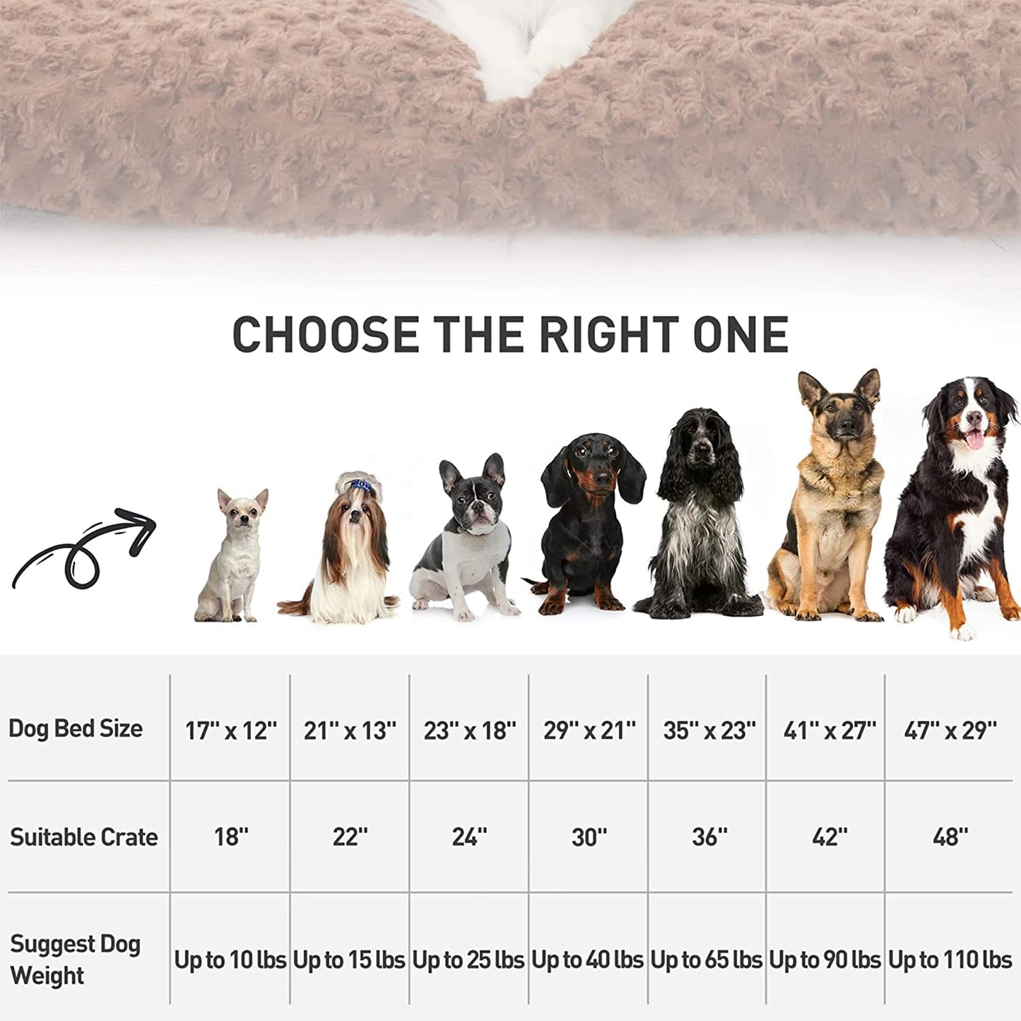 KSIIA Washable Plush Dog Crate Beds