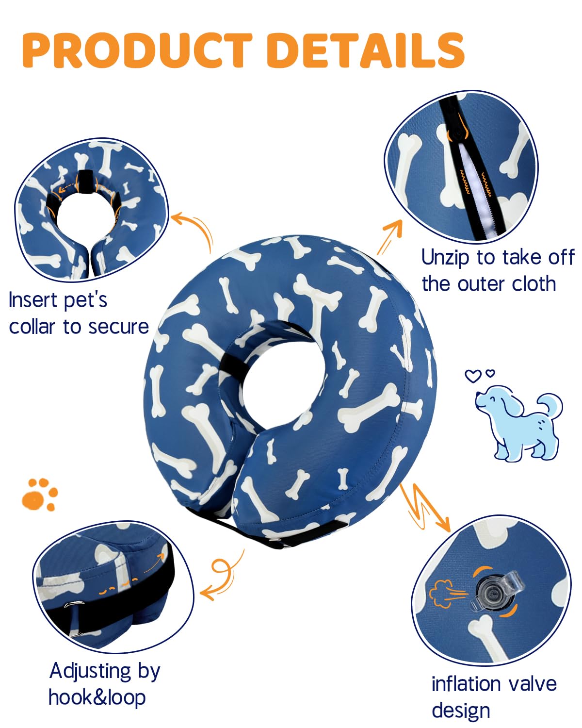 Super Inflatable Dog Cone Collar for Small Puppies Cats
