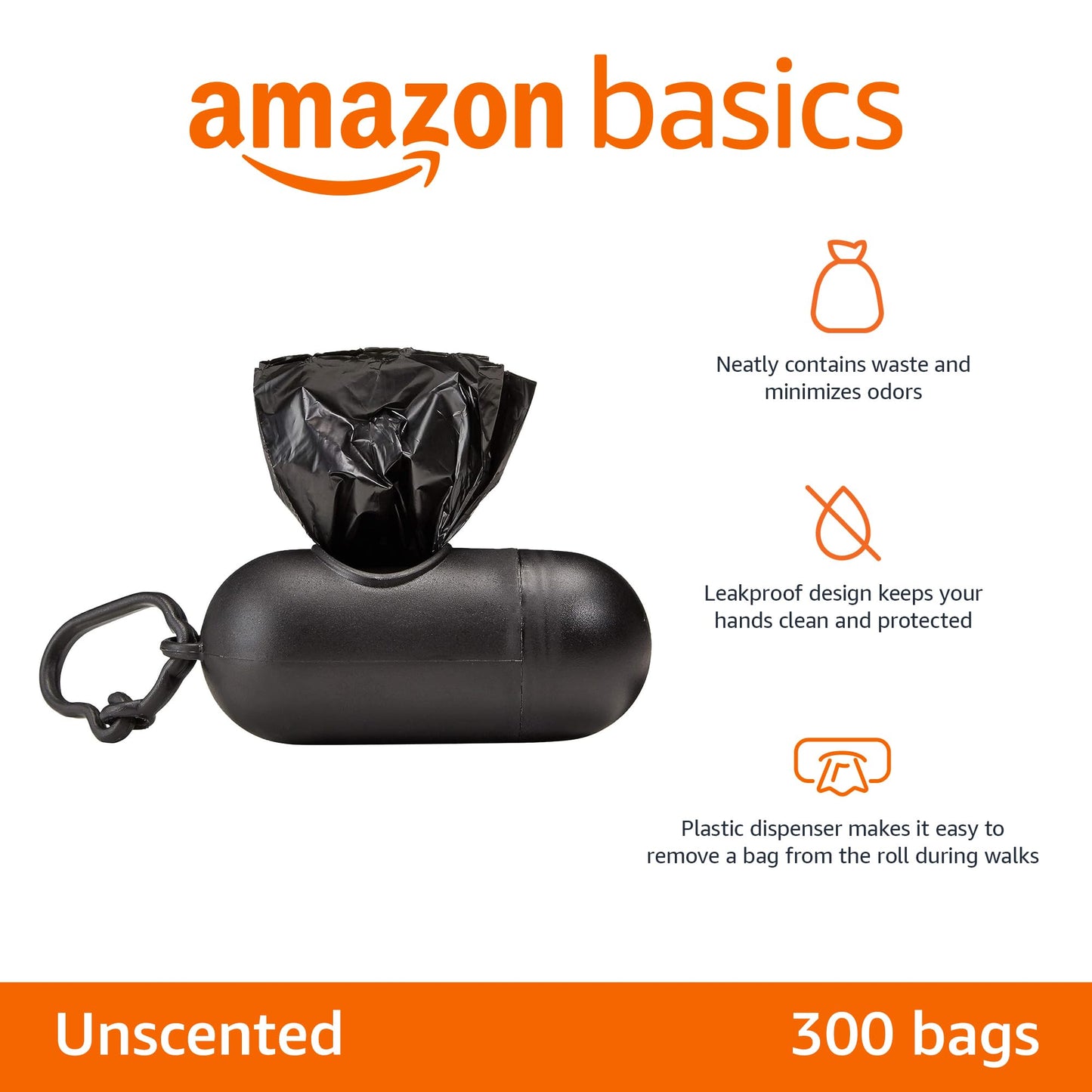 Amazon Basics Dog Poop Bags with Dispenser, 300 Count
