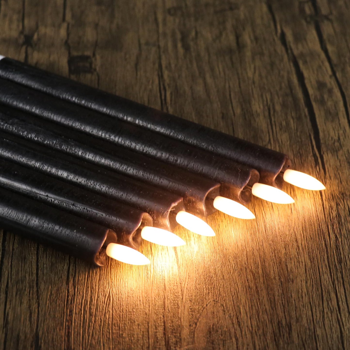 GenSwin Halloween Black Taper Flameless Candles with Ghost Hand Candlesticks
