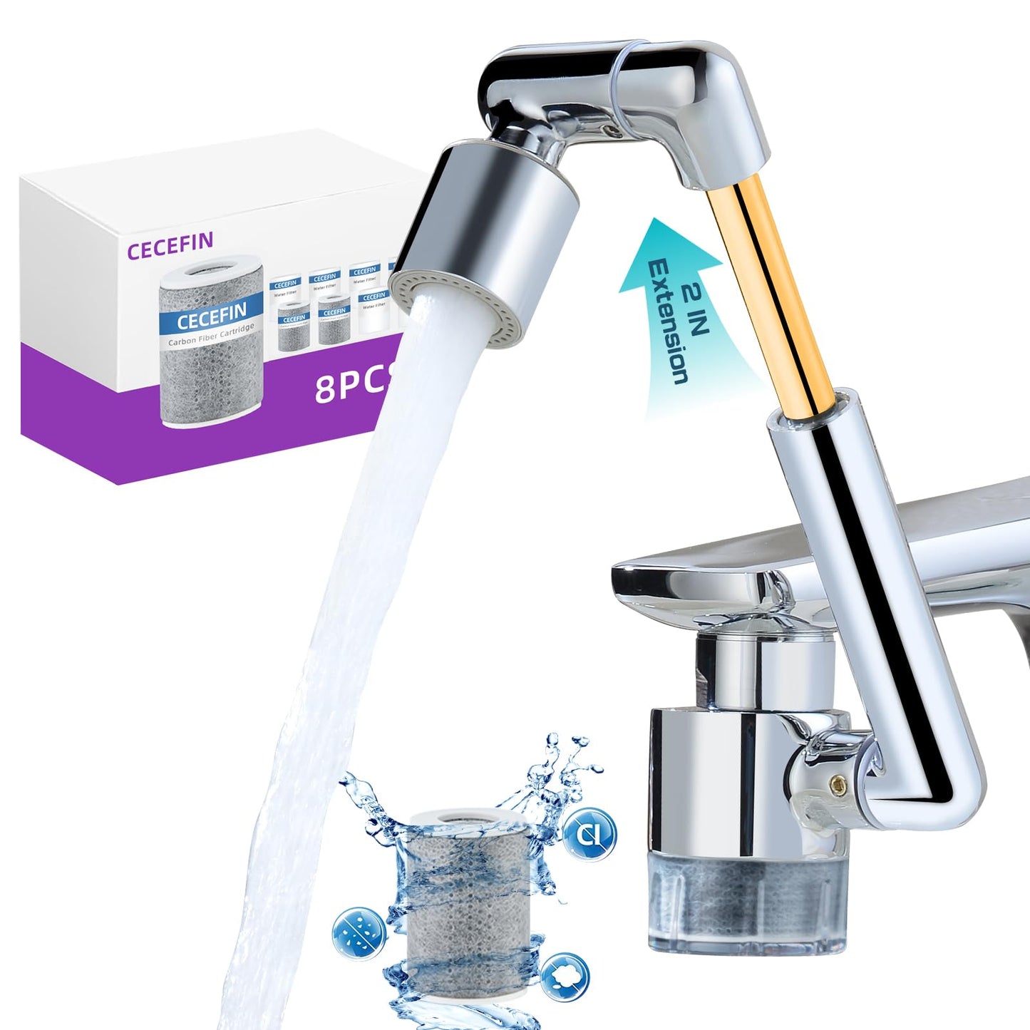 CECEFIN 1080° Swivel Faucet-Extender Sink-Aerator