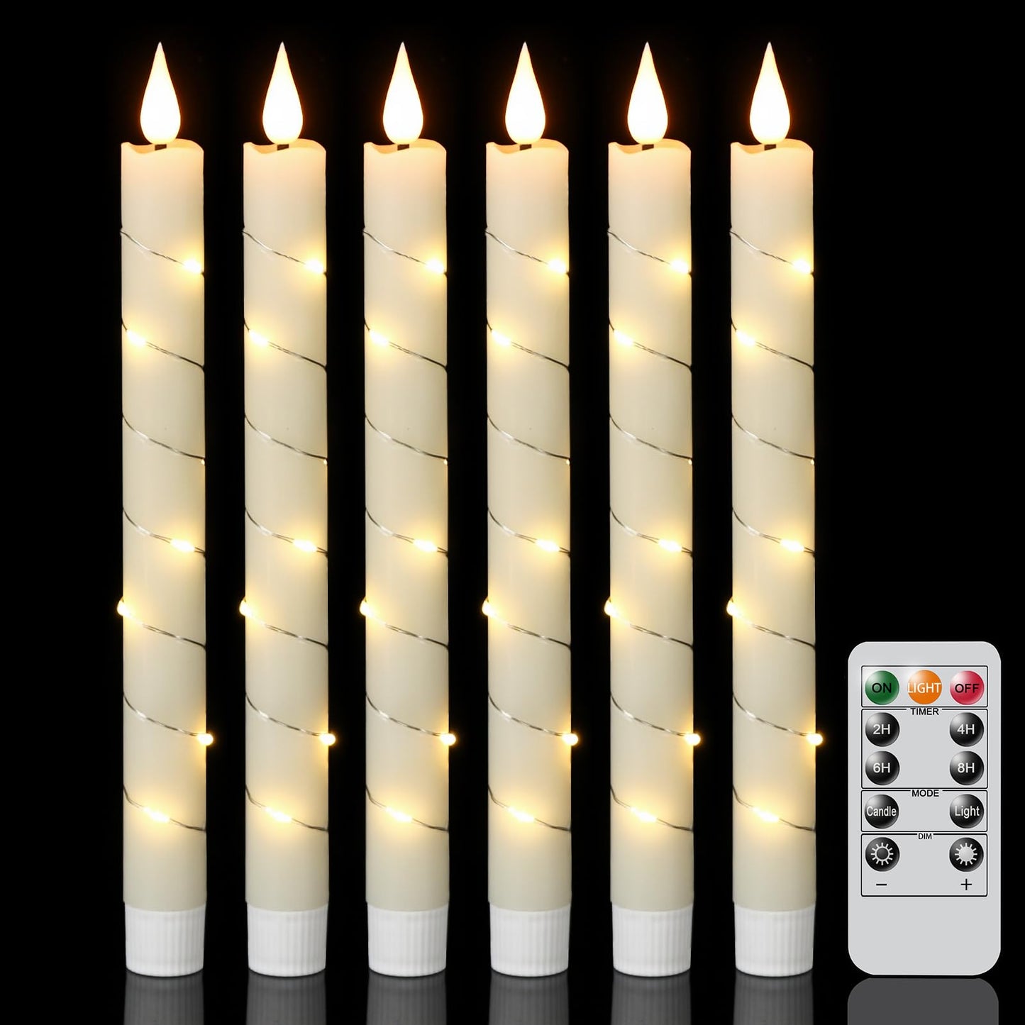 GenSwin Halloween Black Taper Flameless Candles with Ghost Hand Candlesticks