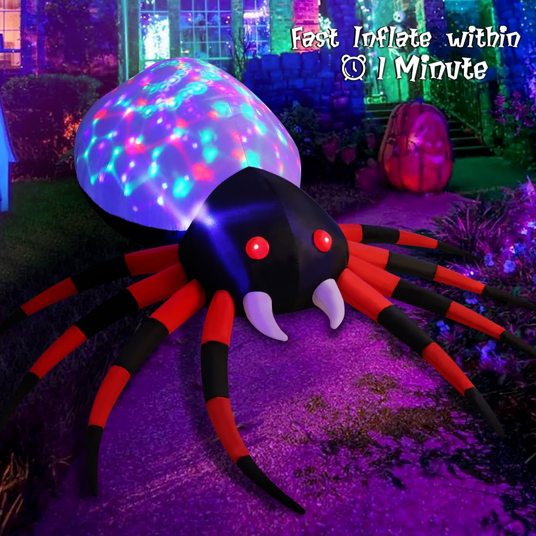 GOOSH 8 FT Width Halloween Inflatables Spider