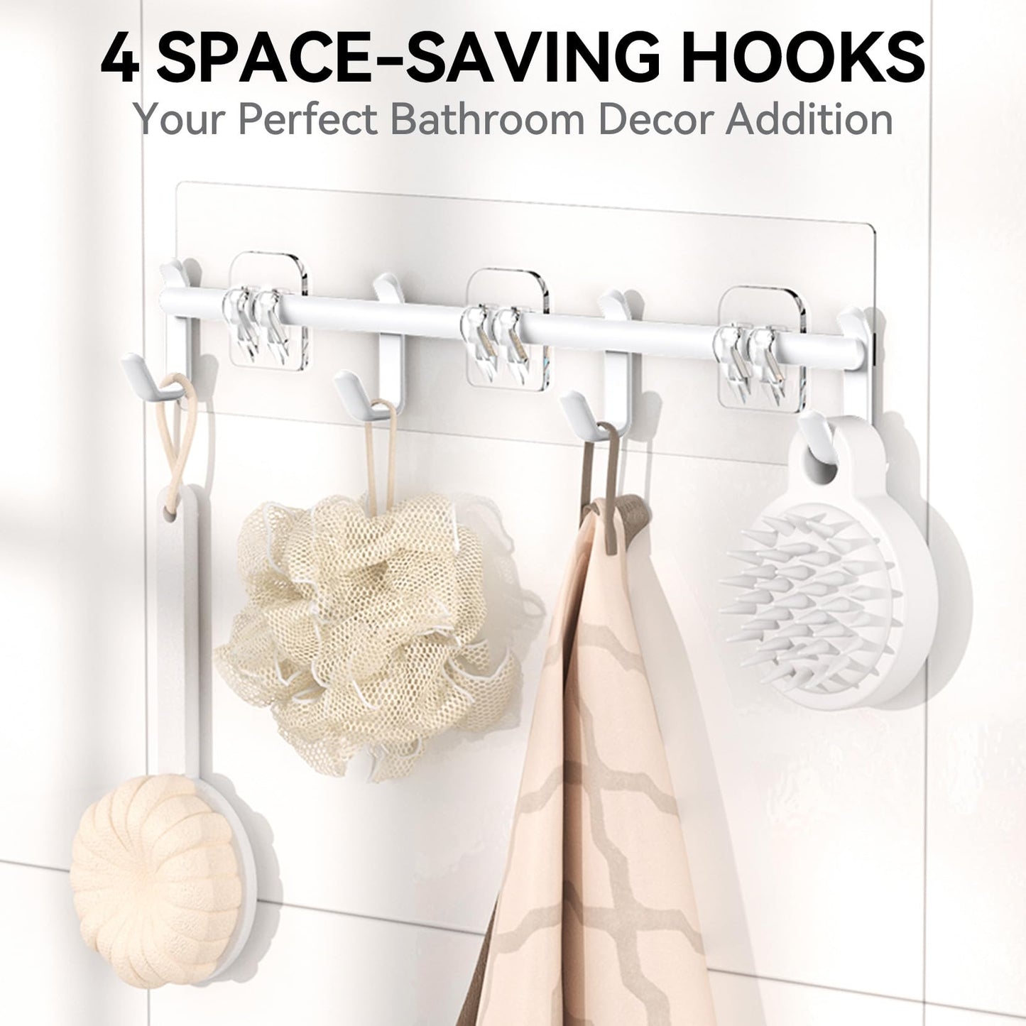 6 Pack Large Capacity Bath Organizer with Soap Holder and 12 Hooks