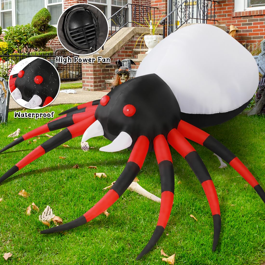 GOOSH 8 FT Width Halloween Inflatables Spider