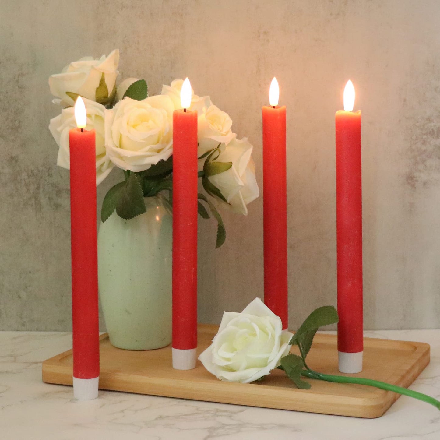 GenSwin Halloween Black Taper Flameless Candles with Ghost Hand Candlesticks