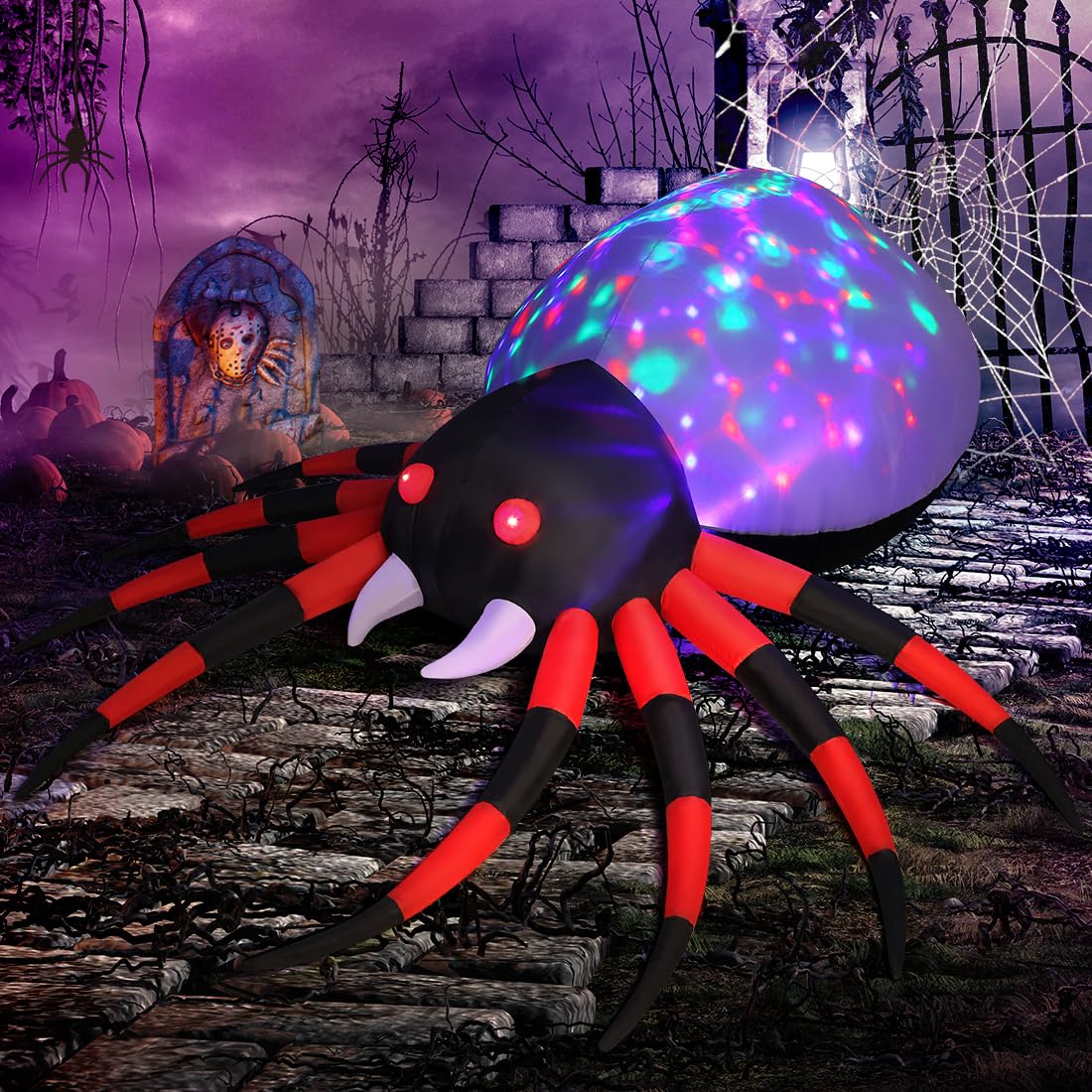 GOOSH 8 FT Width Halloween Inflatables Spider