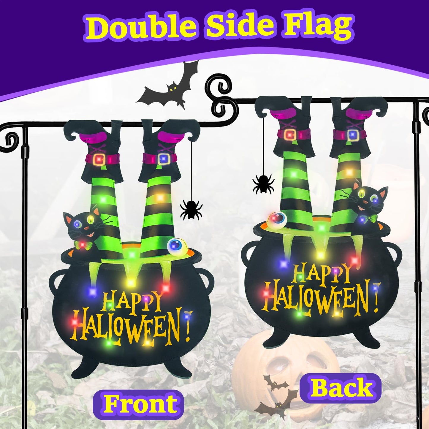 Halloween Lighted Garden Flag for Outside