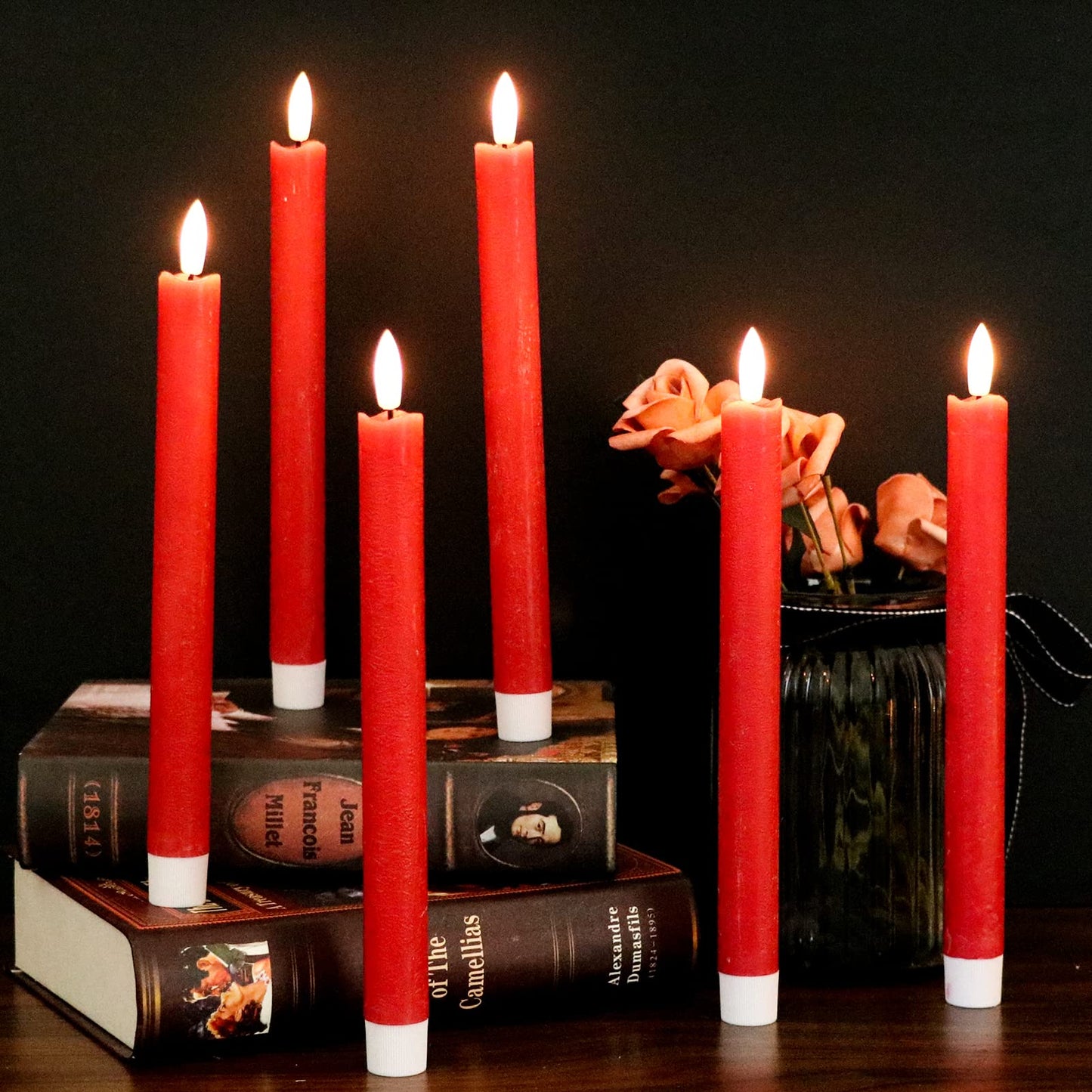 GenSwin Halloween Black Taper Flameless Candles with Ghost Hand Candlesticks