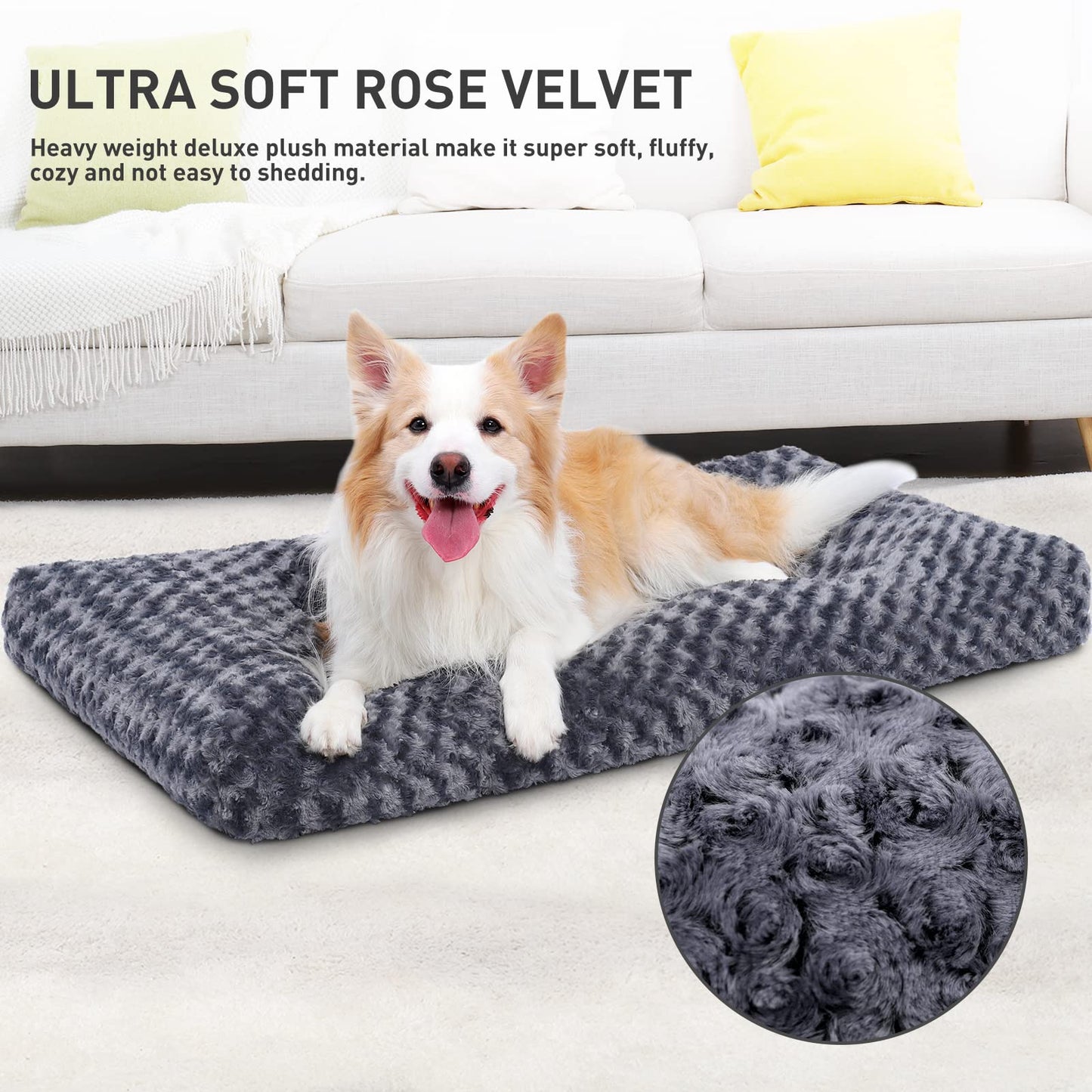 KSIIA Washable Plush Dog Crate Beds