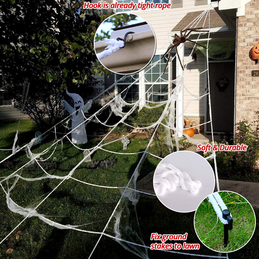 '200' Spider Web with 59' Giant Spider – Halloween Outdoor/Indoor Decor for Yard