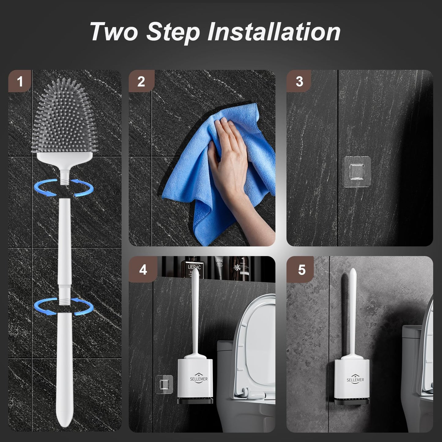 Sellemer Toilet Brush and Holder Set