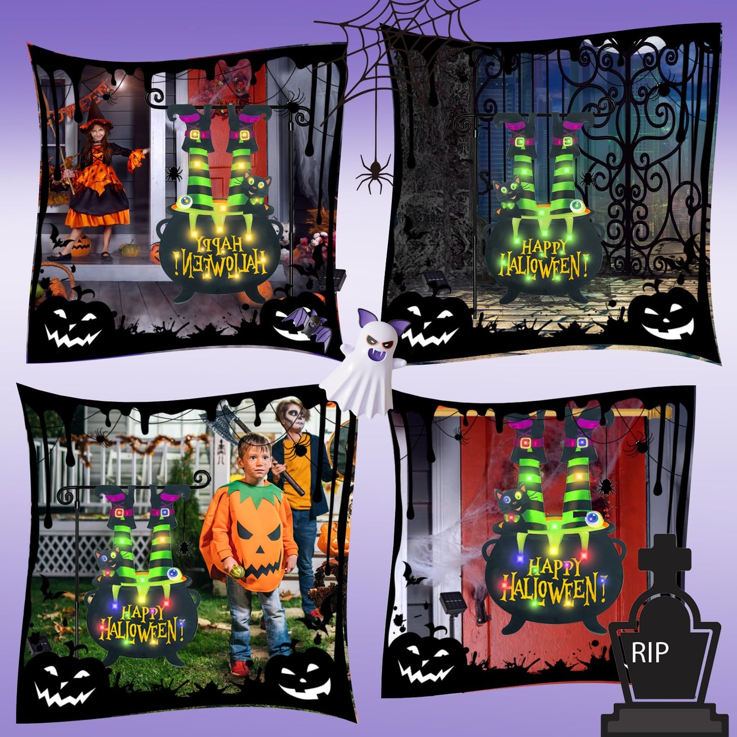 Halloween Lighted Garden Flag for Outside
