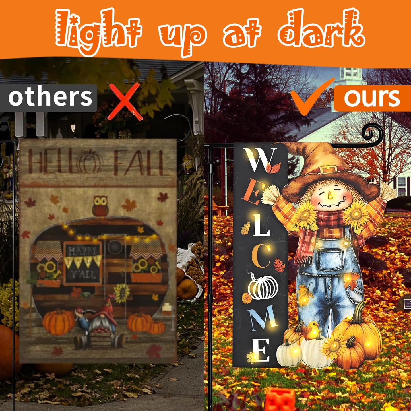 Halloween Lighted Garden Flag for Outside