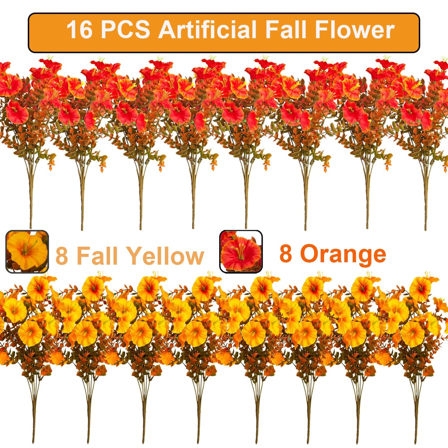 Grunyia 16 PCS Outdoor Fall Artificial Flower