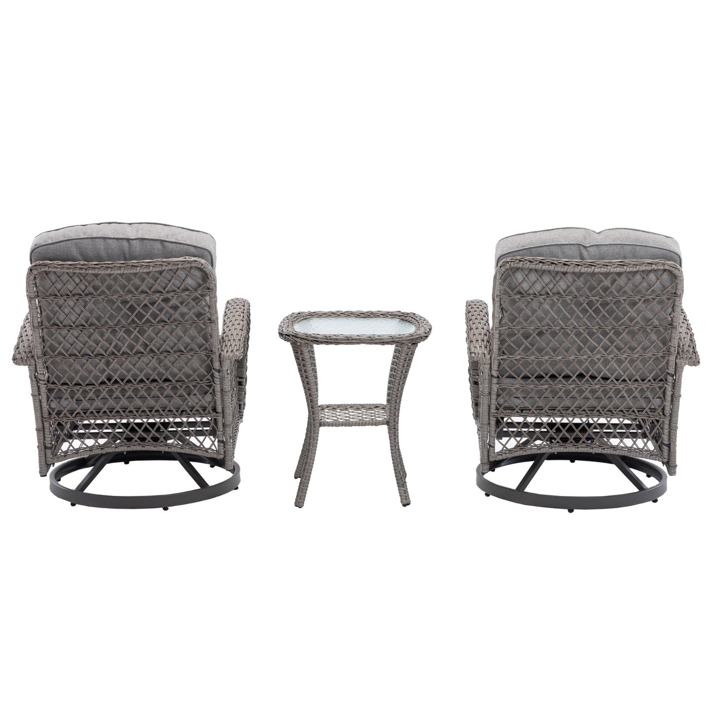 3pc Outdoor Swivel Rocker Patio Chairs with Thick Cushions