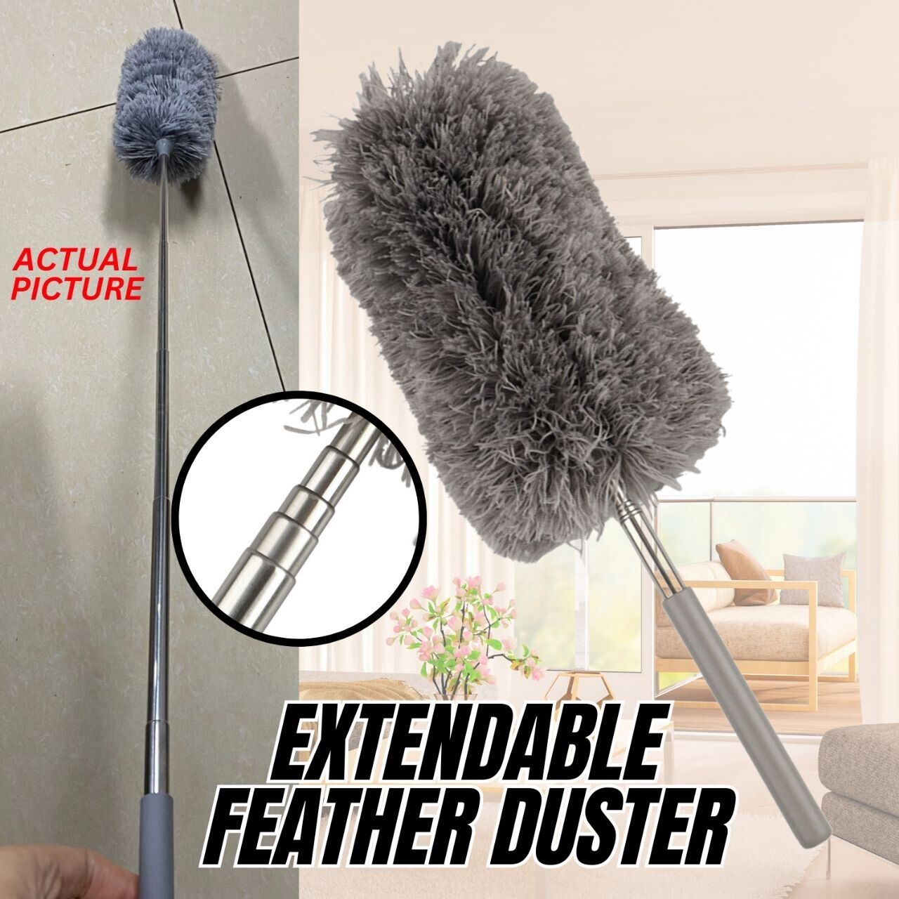 FlexiFeather™  |  Adjustable Soft Microfiber Feather Duster