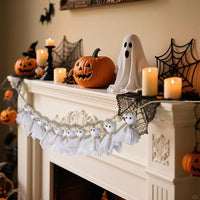 7Ft Halloween Ghost Garland with Wooden Beads