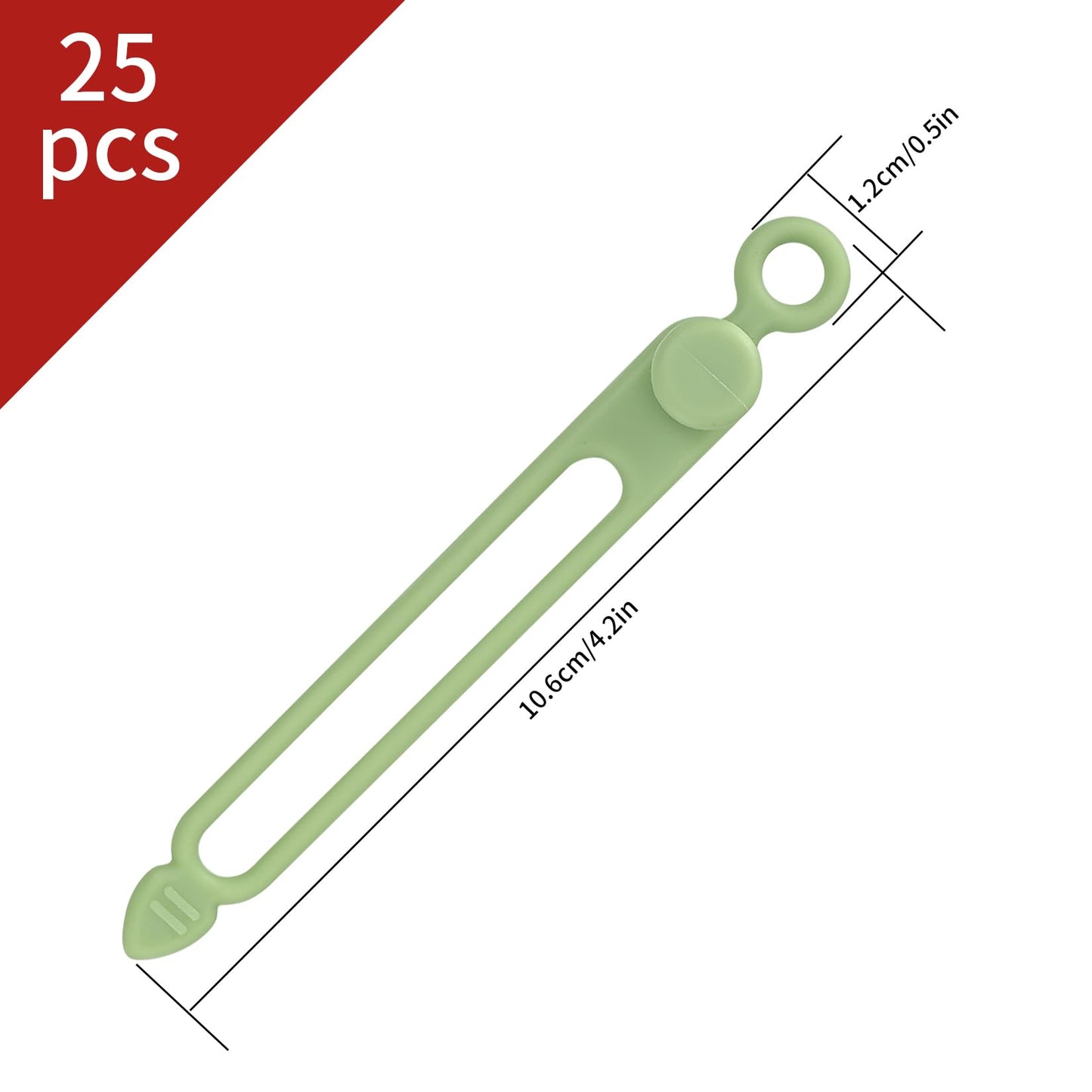25 Pcs Silicone Cable Ties, Reusable Cable Straps Wire Organizer