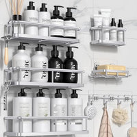 6 Pack Large Capacity Bath Organizer with Soap Holder and 12 Hooks