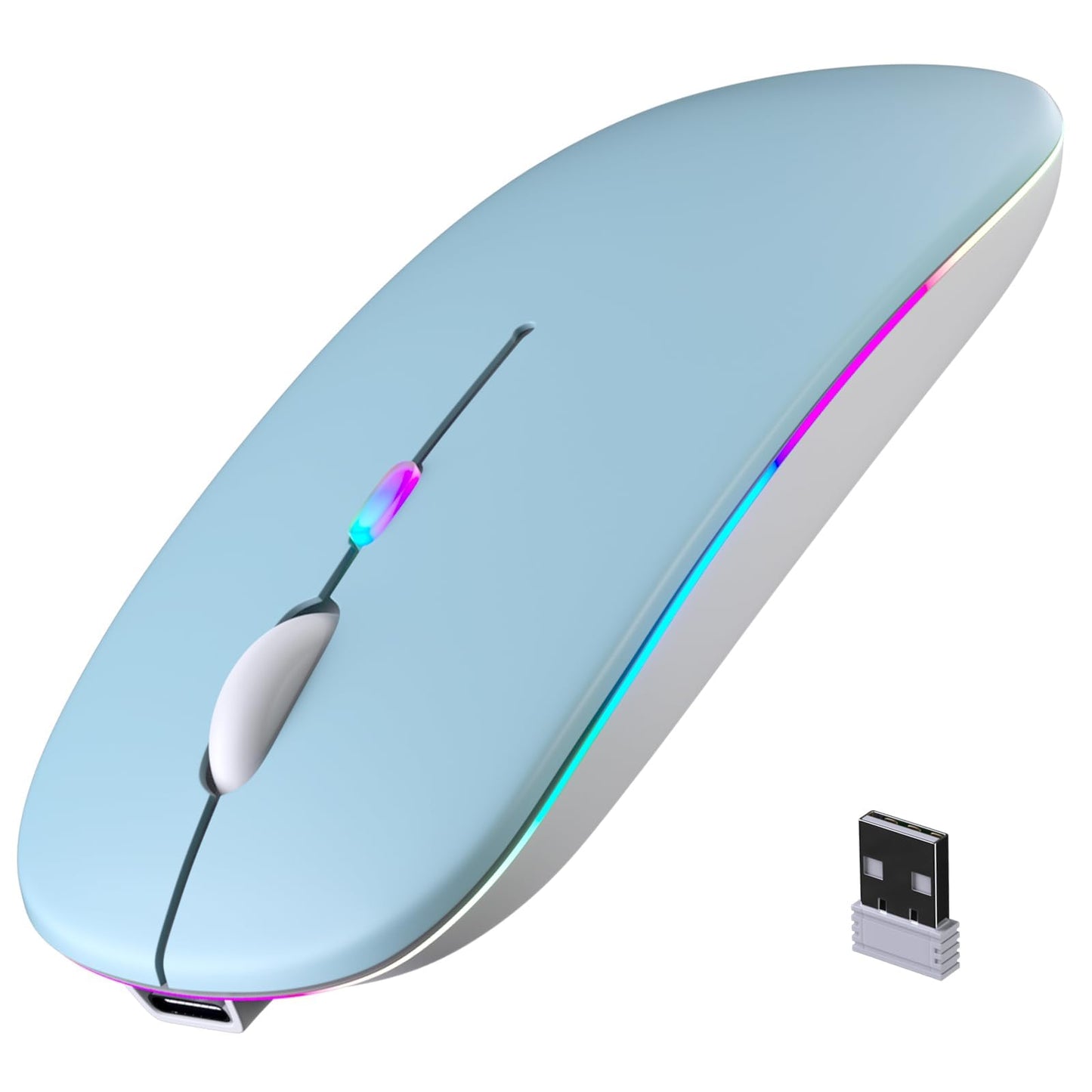Wireless Bluetooth Mouse, Rechargeable, LED, Silent, Ultra-thin Design