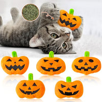 MALLMALL6 Halloween Catnip Toys – 5pcs Pumpkin Teething Set for Kittens & Cats
