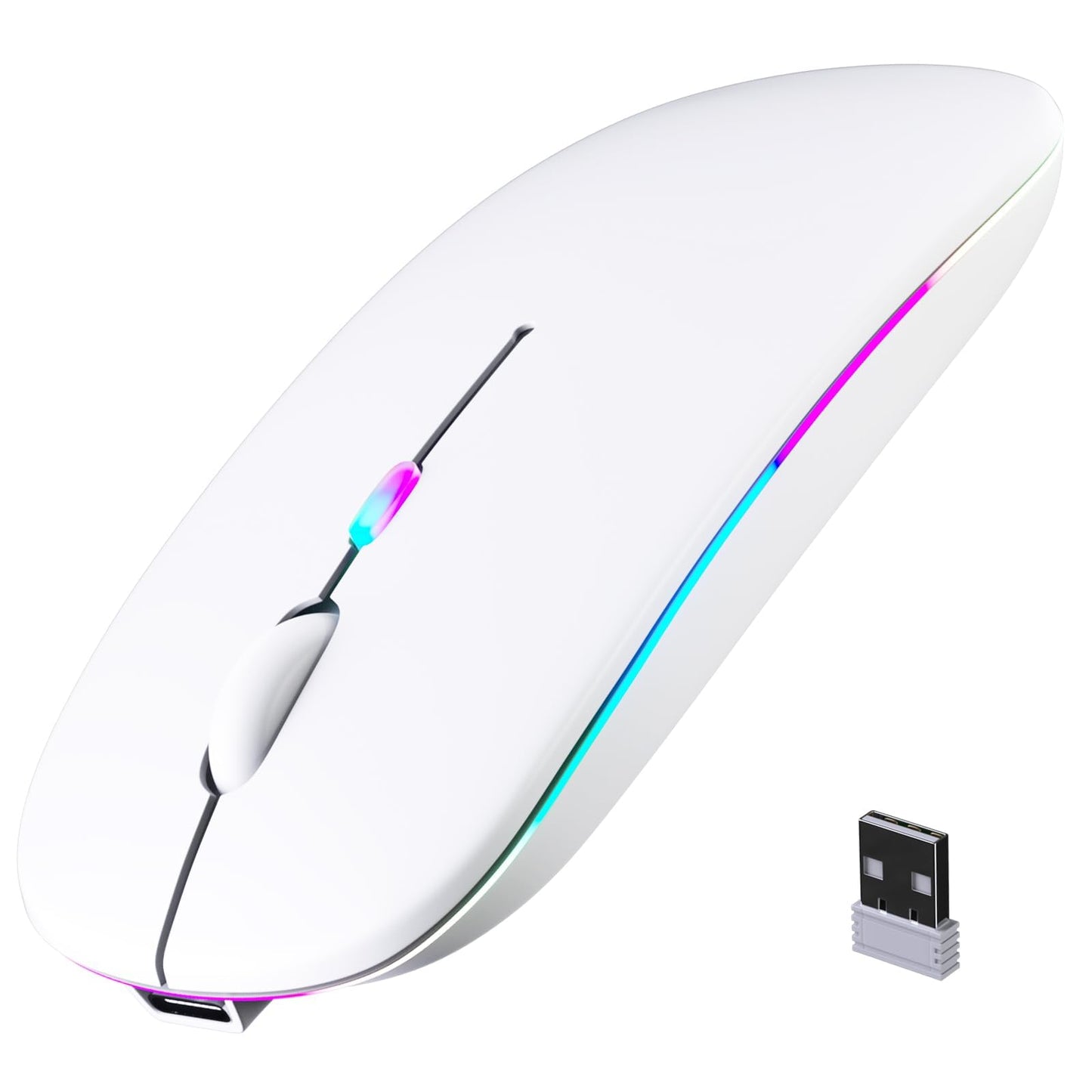 Wireless Bluetooth Mouse, Rechargeable, LED, Silent, Ultra-thin Design